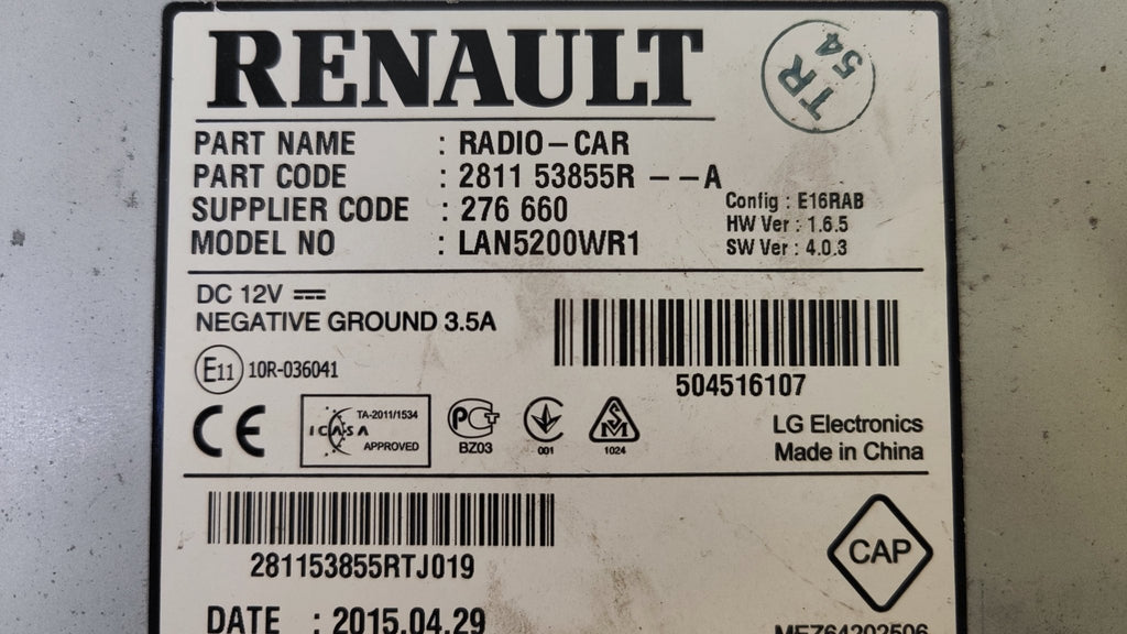 281153855R 276660 schermo multifunzione Renault Dacia Sandero - Debiautomotive