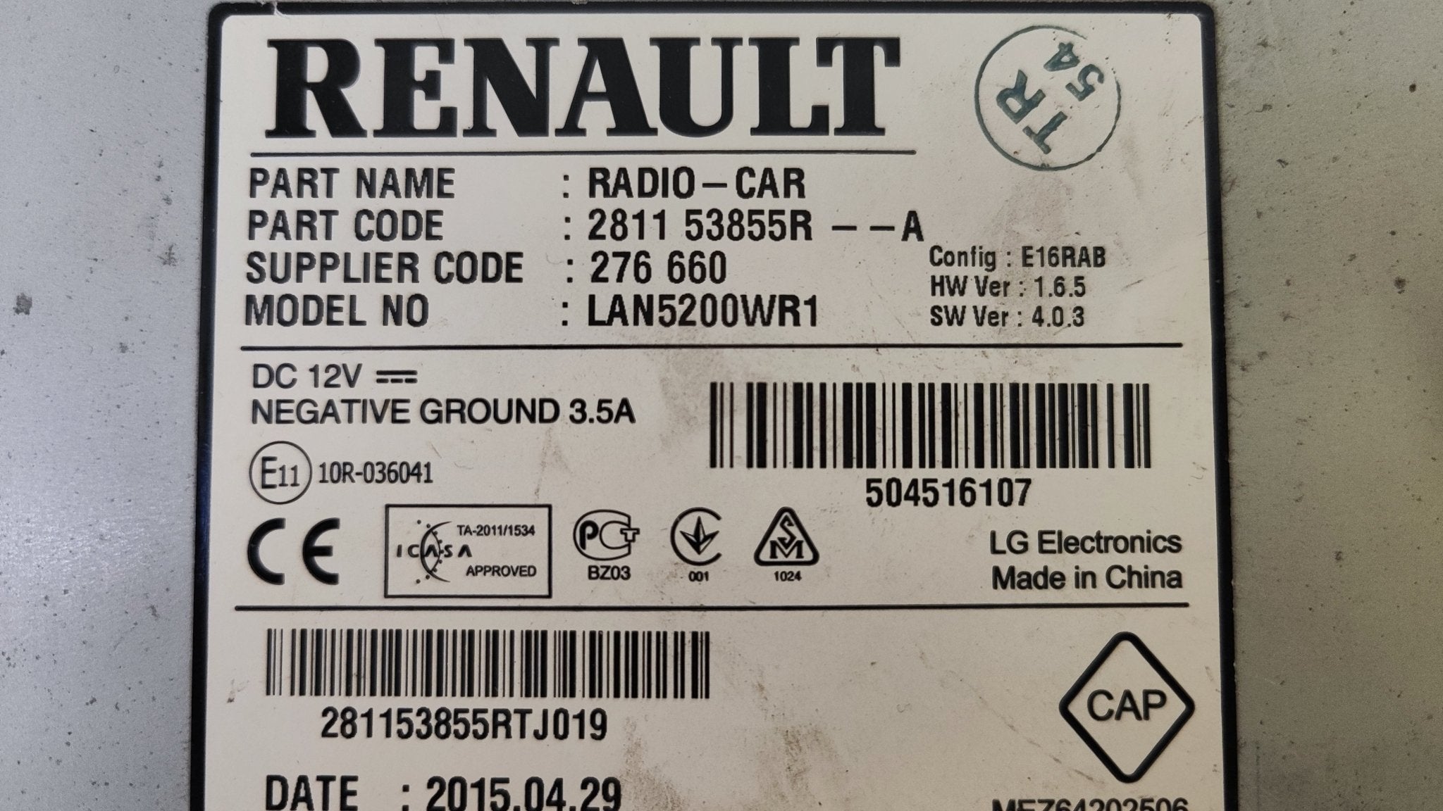 281153855R 276660 schermo multifunzione Renault Dacia Sandero - Debiautomotive