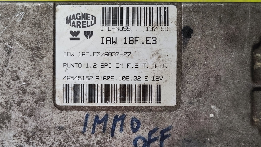 46545152 IAW16F.E3 Centralina motore IMMO OFF Fiat Punto 1.2B 176 - Debiautomotive