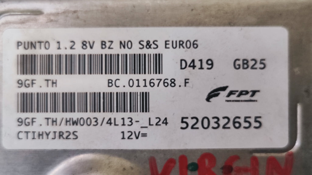 52032655 9GF.TH HW003 Centralina motore Marelli Fiat Punto 1.2 Virgin - Debiautomotive
