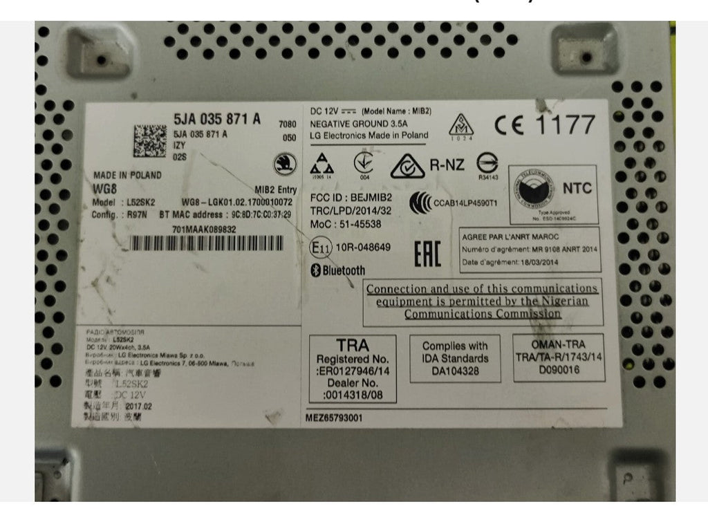 5JA035871A Autoradio Skoda Volkswagen - Debiautomotive