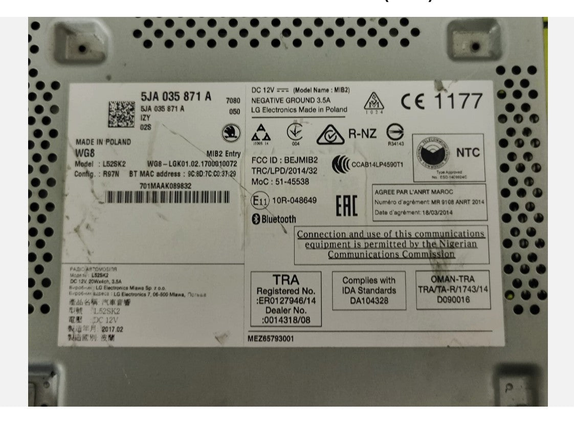5JA035871A Autoradio Skoda Volkswagen - Debiautomotive