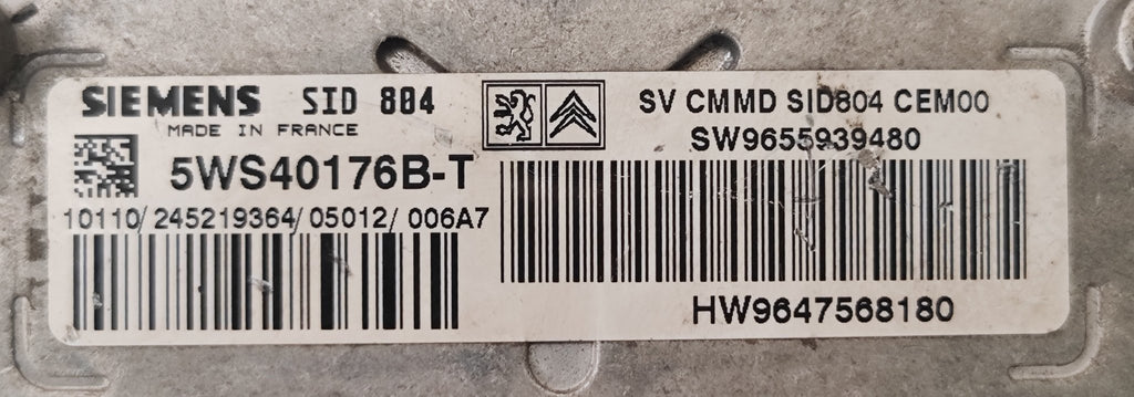 5WS40176B - T 9655939480 9647568180 Centralina motore Sid 804 Peugeot Citroen C2 1.4HDI - Debiautomotive