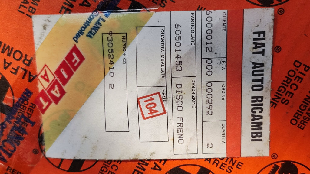 60501453 Originali Coppia dischi freno anteriori Alfa Romeo 33 Alfasud Arna - Debiautomotive