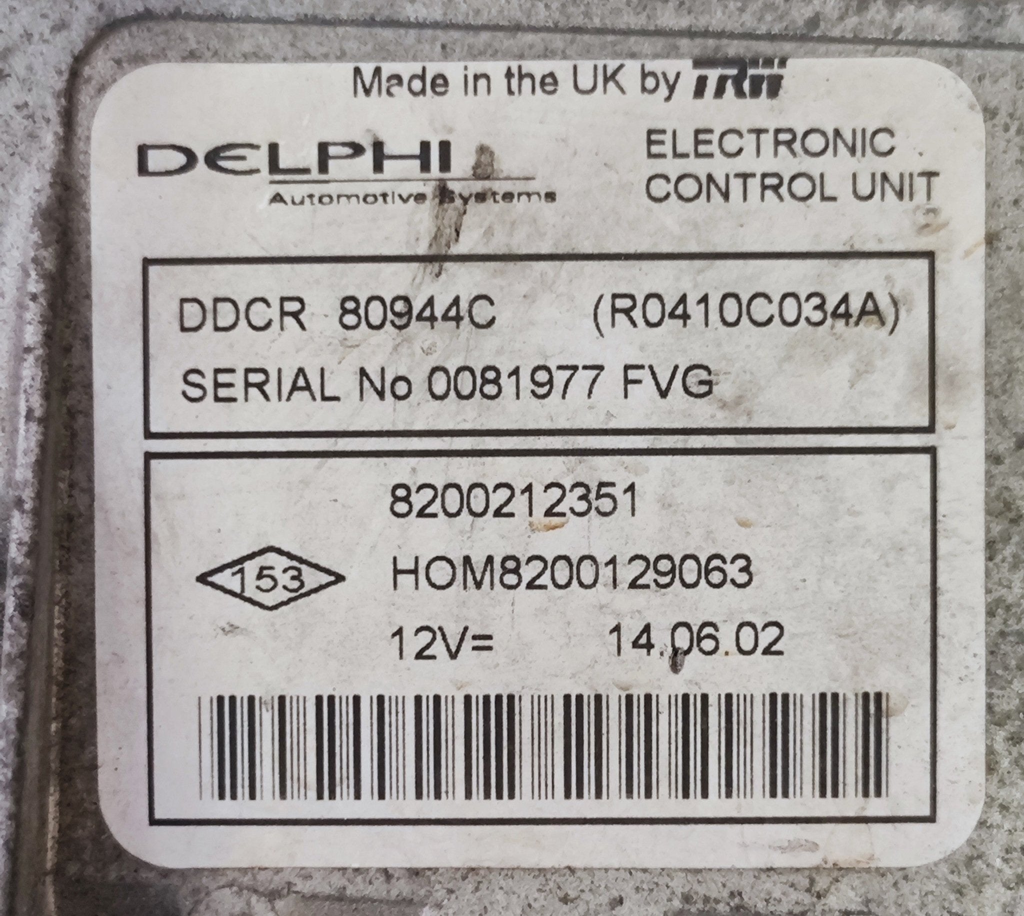 8200212351 DDCR Centralina Motore Renault Clio 2°serie 1.5DCI - Debiautomotive