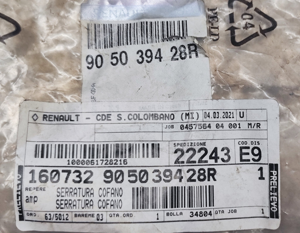 905039428R Serratura cofano originale Renault Dacia - Debiautomotive