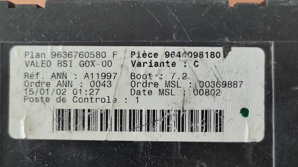9644098180 Centralina BSIG0X - 00 Peugeot 307 - Debiautomotive