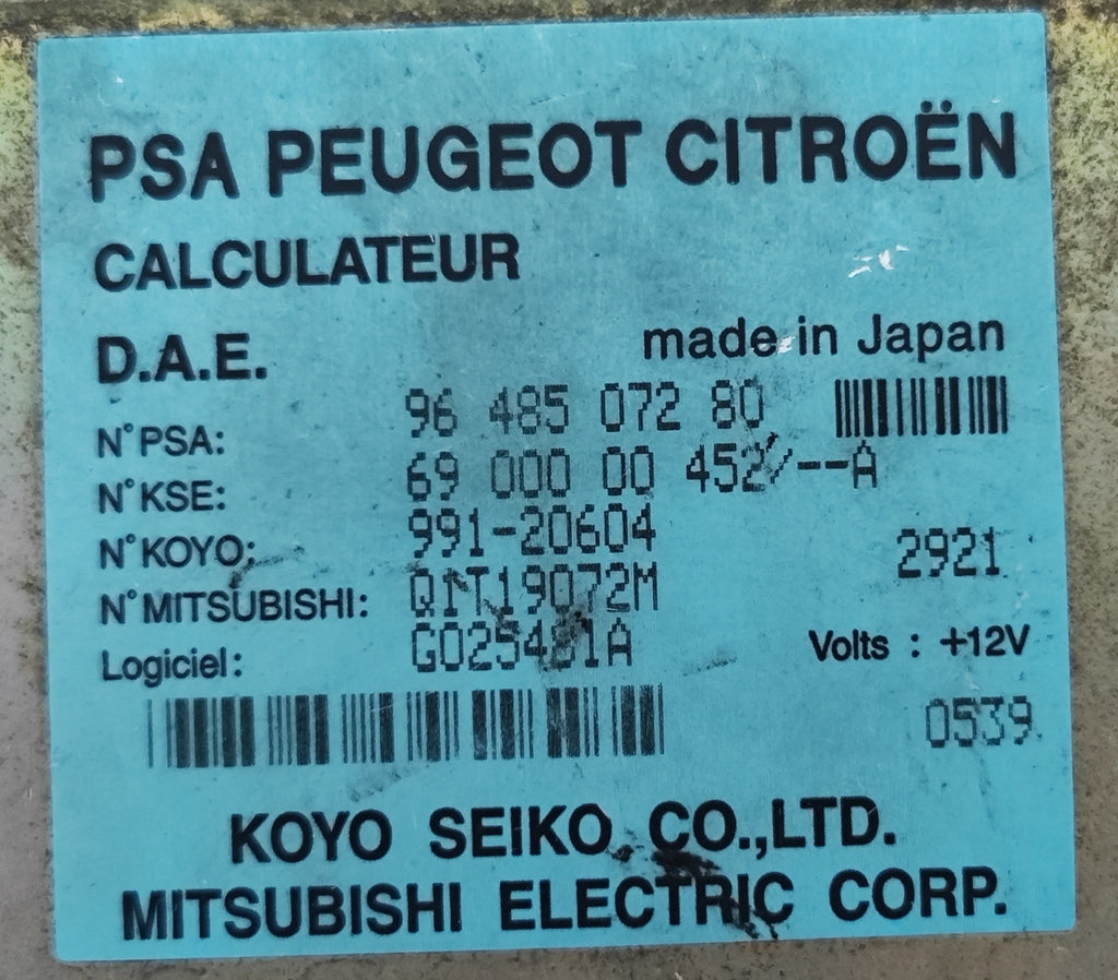 96458507280 Centralina sterzo Citroen C3 prima serie - Debiautomotive