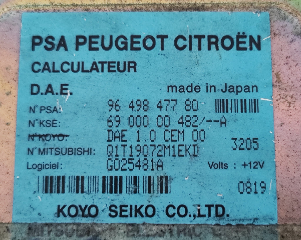 9649847780 Centralina sterzo Citroen C2 C3 Pluriel - Debiautomotive