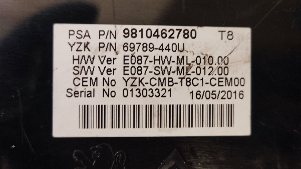 9810462780 Quadro strumenti tachimetro Peugeot 3008 5008 1.6 HDI - Debiautomotive