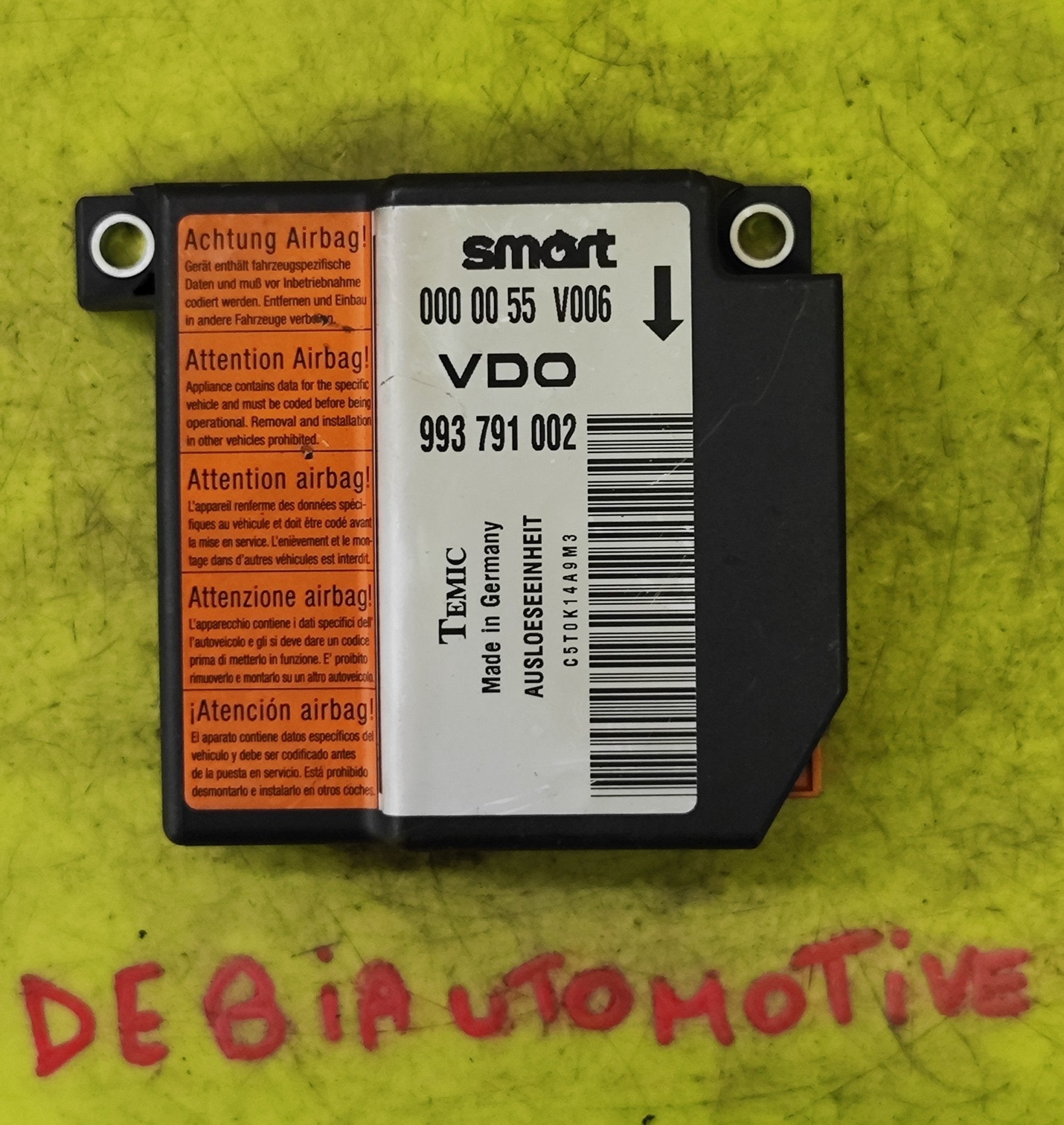 993791002 0000055V006 Centralina airbag Smart ForTwo W450 - Debiautomotive