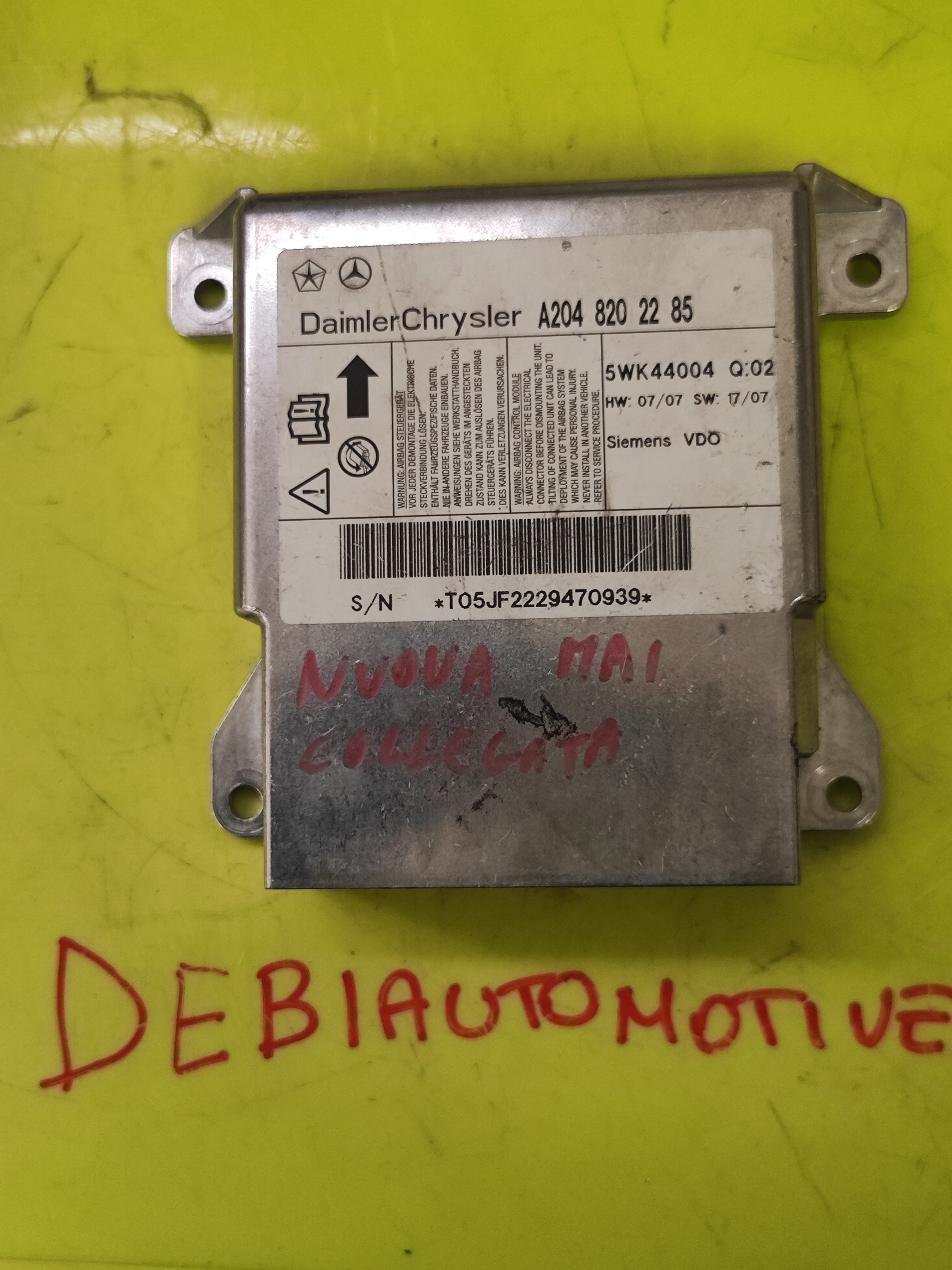 NUOVA Centralina sensore airbag Mercedes-Benz Classe C W204 A2048202285 5WK44004