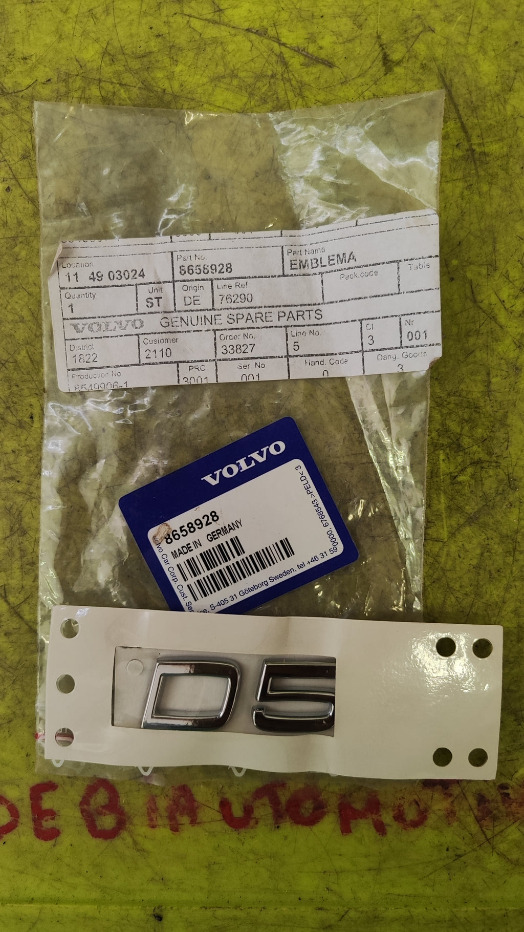 NUOVO Emblema Volvo D5 86588928 