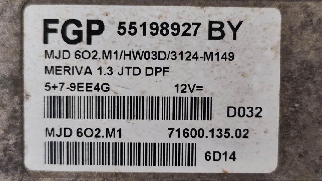 Centralina motore Opel Meriva 55198927 FGP MJD602.M1 BY 