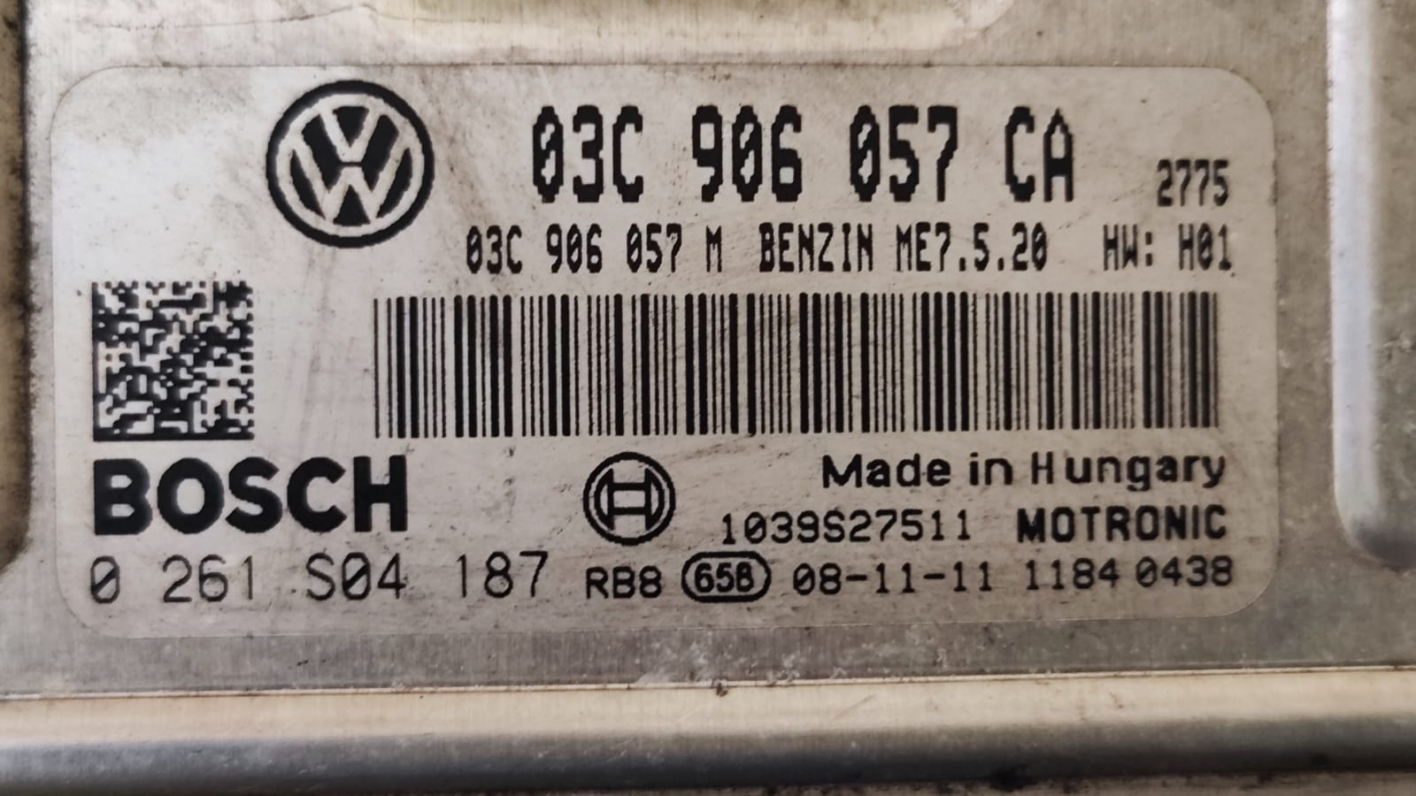 Centralina motore VW Seat Ibiza Sportcoupè 1.6B 0261S04187 03C906057 ME7.5.20