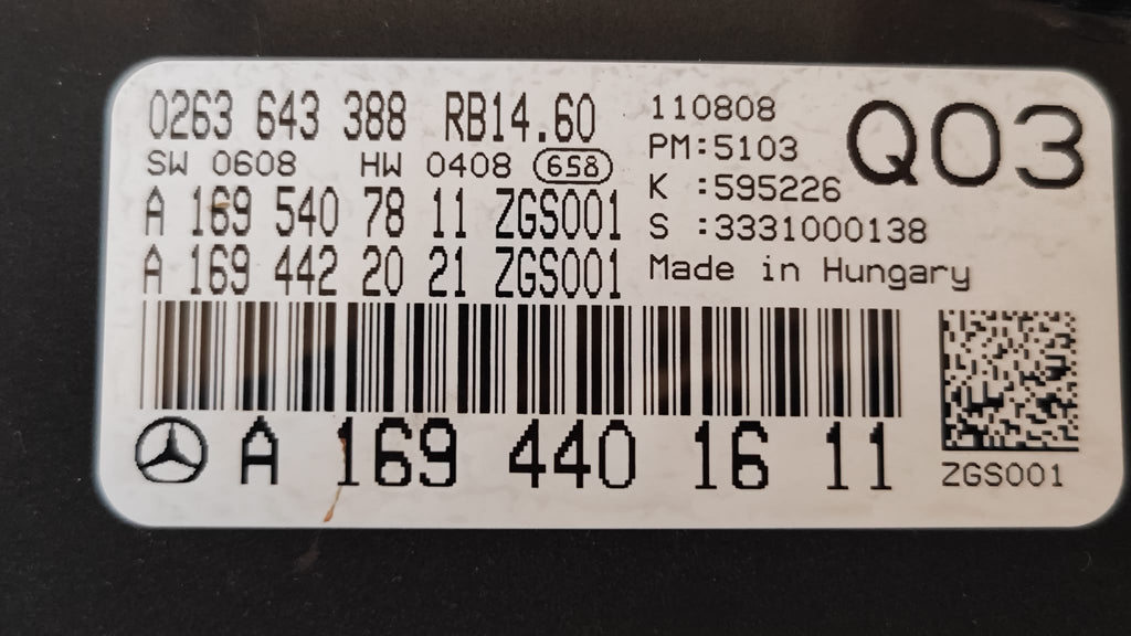 A1694401611 quadro strumenti Mercedes - Benz Classe A W169 Benzina - Debiautomotive