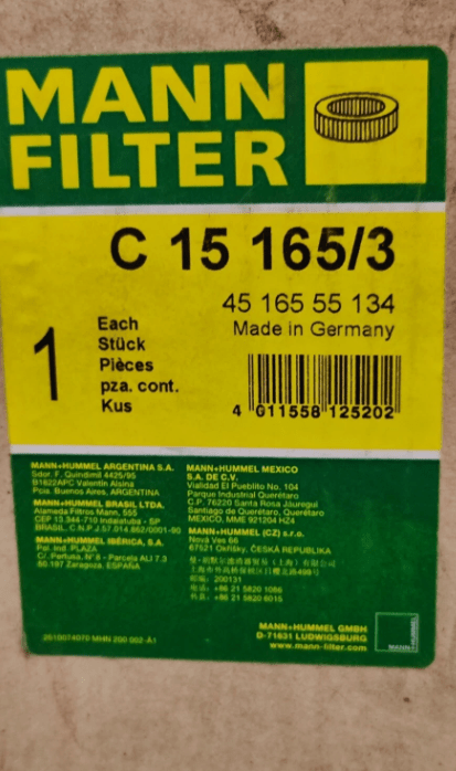 C15 165/3 4516555134 Filtro aria Mann - Debiautomotive