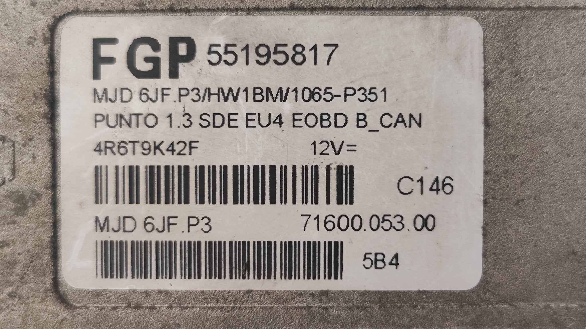 Centralina motore Fiat Punto 188 1.3MJT 55195817 MJD 6JF.P3 HW1BM - Debiautomotive