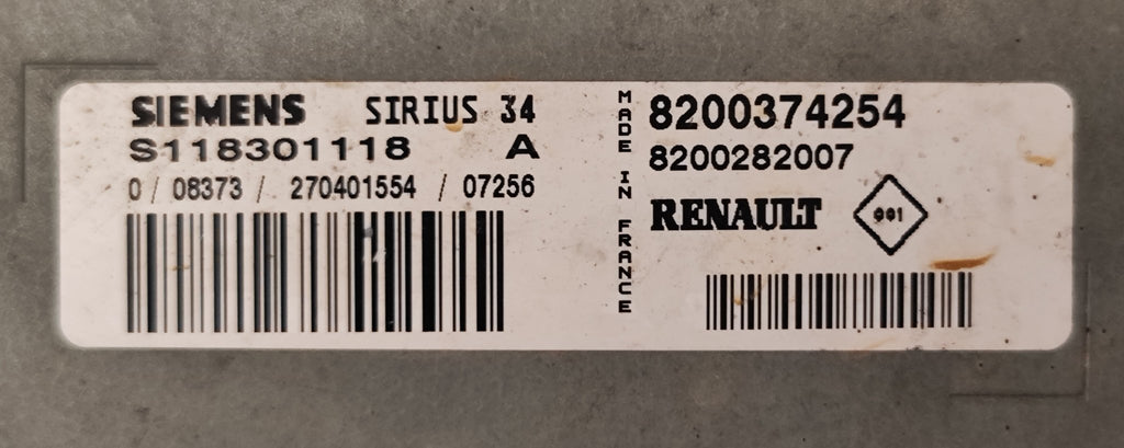 Centralina motore Renault Clio 1.2 8200374254 S118301118A SIRIUS 34 - Debiautomotive