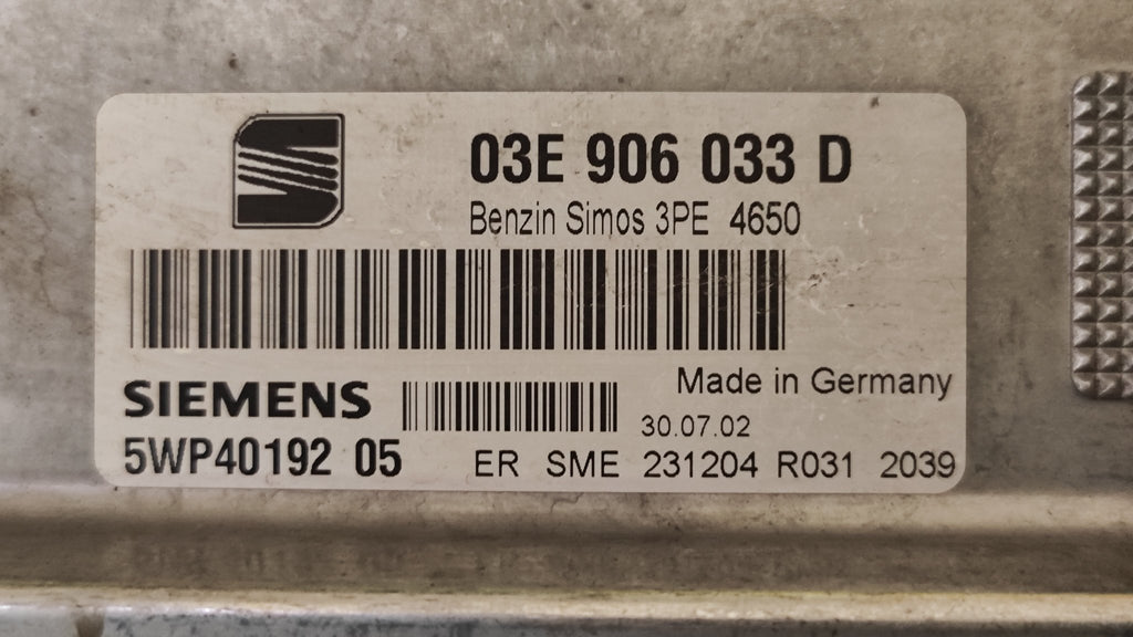 Centralina motore Seat Ibiza 1.2B 03E906033D 5WP40192 SIMOS 3PE - Debiautomotive